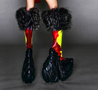 PROSTHETIC FAUX-FUR DRIP-EFFECT THIGH HIGH BOOTS