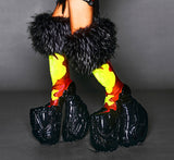 PROSTHETIC FAUX-FUR DRIP-EFFECT THIGH HIGH BOOTS