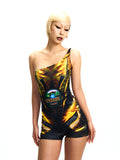 PRINTED ONE-SHOULDER BODYSUIT