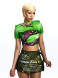 CROPPED CRYSTAL T-SHIRT WITH SHOULDER PADS