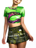 PRINTED PLEATED A-LINE SKIRT