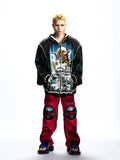 OVERSIZED STUD-ACCENTED HOODIE WITH SHOULDER PADS