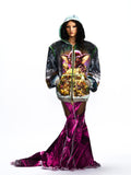OVERSIZED STUD-ACCENTED HOODIE WITH SHOULDER PADS