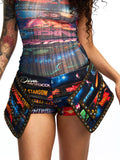 FAUX TWO-PIECE CRYSTAL SKORT