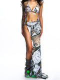 ONE-SIDED PANTS WITH HIGH SLIT SKIRT