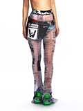 GRAPHIC MESH FLARED LEGGINGS