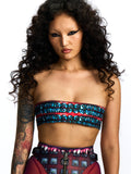 PRINTED BANDEAU TOP