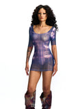 RAGGED MESH HALF-SLEEVE T-SHIRT