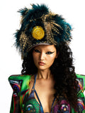 FAUX FUR HAT WITH CRYSTAL