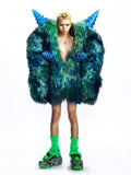 CRYSTAL RESIN SPIKED SHEARLING COAT