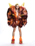 CRYSTAL RESIN SPIKED SHEARLING COAT