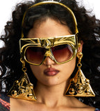 FUTURISTIC HEADSET SUNGLASSES WITH EARRINGS HANGINGS