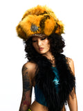 FAUX FUR HAT WITH CRYSTAL