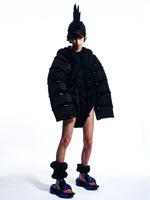 PANELED PUFF HOODED COAT/VEST/BODYSUIT