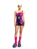 PRINTED ONE-SHOULDER BODYSUIT