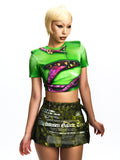 PRINTED PLEATED A-LINE SKIRT