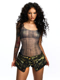 FAUX TWO-PIECE CRYSTAL SKORT