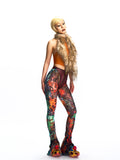 GRAPHIC MESH FLARED LEGGINGS