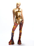 FAUX FUR BODYSUIT WITH METAL DETAILING