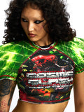 CROPPED CRYSTAL TOP WITH STATEMENT PADDED SHOULDERS