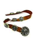 LEATHER BELT WITH METAL BEER BOTTLE CAP BUCKLE