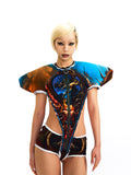 BODYSUIT WITH STATEMENT PADDED SHOULDERS