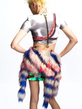FAUX LEATHER PATCHWORK SKIRT