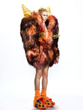 CRYSTAL RESIN SPIKED SHEARLING COAT
