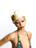 KNIT HAT WITH  METAL DETAILING CAP BUCKLE