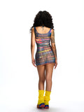 RAGGED MESH SLEEVELESS DRESS