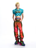 PRINTED COTTON CARGO TROUSERS