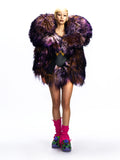 OFF-SHOULDER NOTCHED-COLLAR SHEARLING COAT