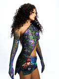 GRAPHIC PATCHWORK MESH & FAUX LEATHER SET