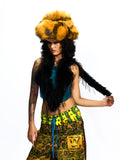 FAUX FUR HAT WITH CRYSTAL