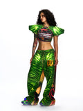 CROPPED CRYSTAL TOP WITH STATEMENT PADDED SHOULDERS