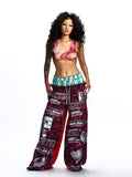 DOUBLE WAISTBAND PRINTED LOOSE-FIT SWEATPANTS