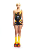 PRINTED ONE-SHOULDER BODYSUIT
