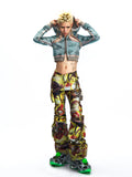 CUTOUT CROPPED HOODIE FULLY ADORNED WITH CRYSTALS