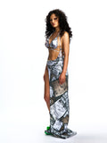 ONE-SIDED PANTS WITH HIGH SLIT SKIRT