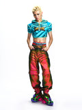 PATCHWORK CROPPED HOODED TOP