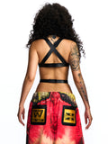 LEATHER BUSTIER TOP WITH METAL DETAILING