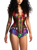 DISTRESSED LEATHER CORSET WITH CRYSTAL