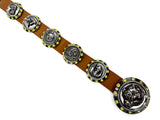 LEATHER BELT WITH METAL BEER BOTTLE CAP BUCKLE