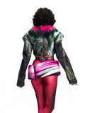 SPONGE ONE-LINE MINI SKIRT WITH CRYSTAL