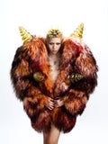 CRYSTAL RESIN SPIKED SHEARLING COAT