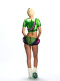 CROPPED CRYSTAL T-SHIRT WITH SHOULDER PADS