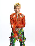 CUTOUT CROPPED HOODIE FULLY ADORNED WITH CRYSTALS
