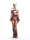 CROPPED CRYSTAL T-SHIRT WITH SHOULDER PADS