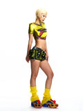 CROPPED CRYSTAL T-SHIRT WITH SHOULDER PADS