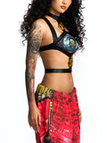LEATHER BUSTIER TOP WITH METAL DETAILING